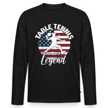Table Tennis Sprüche - Männer Premium Bio Langarmshirt - Schwarz - Vorne - Nico (187cm)