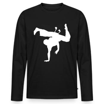 Capoeira Herzlinie - Männer Premium Bio Langarmshirt - Schwarz - Vorne - Nico (187cm)