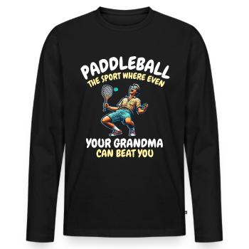 Drôle de dicton de paddleball - T-shirt manches longues Premium bio Homme - noir - Devant - Nico (187cm)