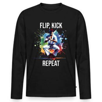Funny Capoeira Saying - Men's Premium Organic Long Sleeve Shirt - black - Front - Nico (187cm)