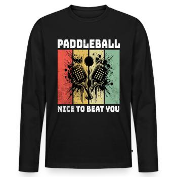 Dictons de paddleball - T-shirt manches longues Premium bio Homme - noir - Devant - Nico (187cm)