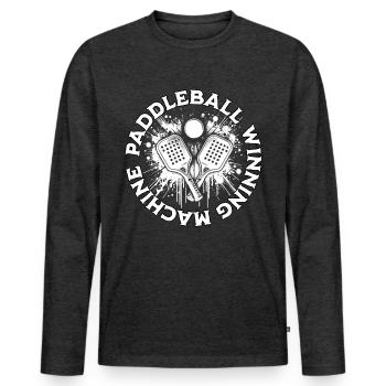 Vainqueurs de paddleball - T-shirt manches longues Premium bio Homme - anthracite chiné - Devant - Nico (187cm)