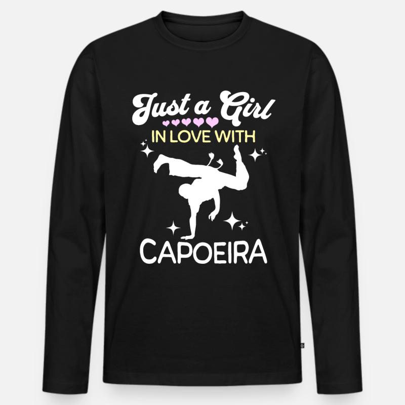 Capoeira Mädchen - Männer Premium Bio Langarmshirt - Schwarz