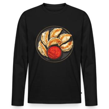 RF Chinese Food Crab Rangoon Meme Funny - Men's Premium Organic Long Sleeve Shirt - black - Front - Nico (187cm)