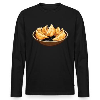 RF Chinese Food Crab Rangoon Meme Funny - Men's Premium Organic Long Sleeve Shirt - black - Front - Nico (187cm)