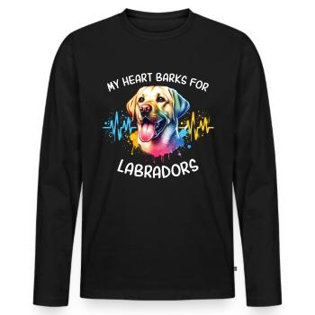 Labrador Herzlinie - Männer Premium Bio Langarmshirt - Schwarz - Vorne - Nico (187cm)
