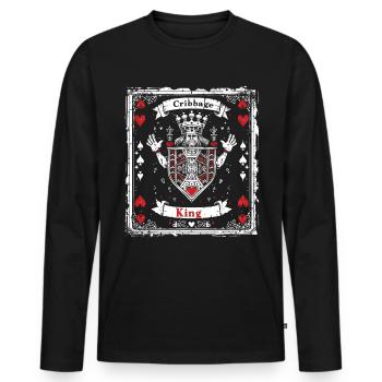 Cribbage King Graphic Lustiges Cribbage - Männer Premium Bio Langarmshirt - Schwarz - Vorne - Nico (187cm)