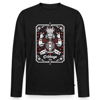 Cribbage King Graphic Lustiges Cribbage - Männer Premium Bio Langarmshirt - Schwarz - Vorne - Nico (187cm)