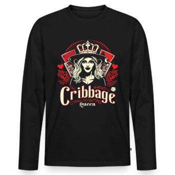 Cribbage Queen Graphic Lustiges Cribbage - Männer Premium Bio Langarmshirt - Schwarz - Vorne - Nico (187cm)