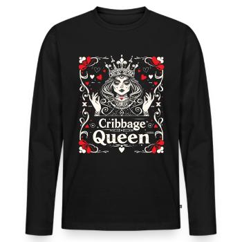 Cribbage Queen Graphic Lustiges Cribbage - Männer Premium Bio Langarmshirt - Schwarz - Vorne - Nico (187cm)