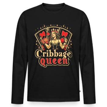Cribbage Queen Graphic Lustiges Cribbage - Männer Premium Bio Langarmshirt - Schwarz - Vorne - Nico (187cm)