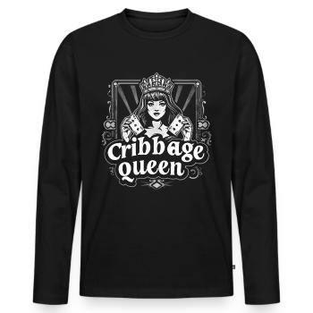 Cribbage Queen Graphic Lustiges Cribbage - Männer Premium Bio Langarmshirt - Schwarz - Vorne - Nico (187cm)