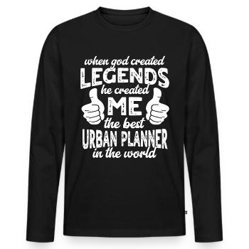 Bester Stadtplaner Legende - Männer Premium Bio Langarmshirt - Schwarz - Vorne - Nico (187cm)
