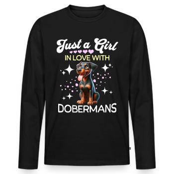 Doberman Girl - Men's Premium Organic Long Sleeve Shirt - black - Front - Nico (187cm)