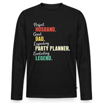 Organisateur de fêtes Papa - T-shirt manches longues Premium bio Homme - noir - Devant - Nico (187cm)