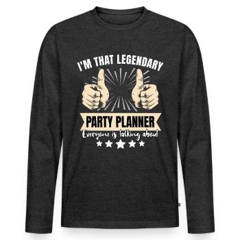 Legendary party planner - Men's Premium Organic Long Sleeve Shirt - heather anthracite - Front - Nico (187cm)