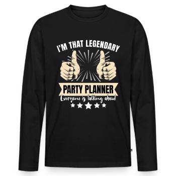 Organisateur de fêtes légendaire - T-shirt manches longues Premium bio Homme - noir - Devant - Nico (187cm)