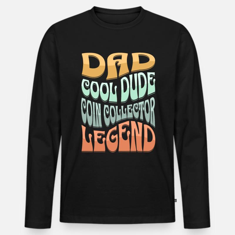 Papa Münzsammler - Männer Premium Bio Langarmshirt - Schwarz