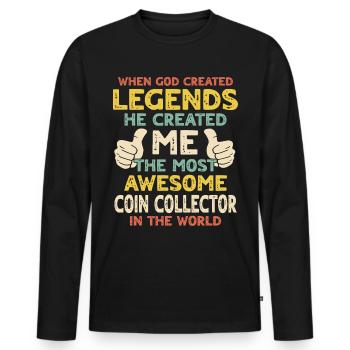 Collectionneur de pièces de monnaie - T-shirt manches longues Premium bio Homme - noir - Devant - Nico (187cm)