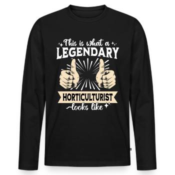 Legendärer Gartenbauer - Männer Premium Bio Langarmshirt - Schwarz - Vorne - Nico (187cm)