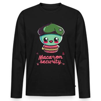 Amateurs de macarons Macaron Baker - T-shirt manches longues Premium bio Homme - noir - Devant - Nico (187cm)