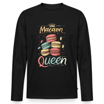 Amateurs de macarons Macaron Baker - T-shirt manches longues Premium bio Homme - noir - Devant - Nico (187cm)