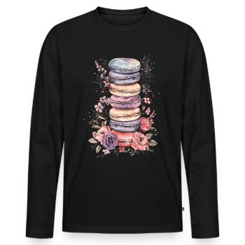 Amateurs de macarons Macaron Baker - T-shirt manches longues Premium bio Homme - noir - Devant - Nico (187cm)