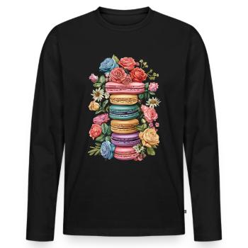 Amateurs de macarons Macaron Baker - T-shirt manches longues Premium bio Homme - noir - Devant - Nico (187cm)