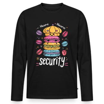Amateurs de macarons Macaron Baker - T-shirt manches longues Premium bio Homme - noir - Devant - Nico (187cm)