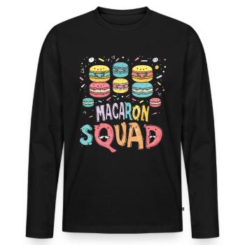Amateurs de macarons Macaron Baker - T-shirt manches longues Premium bio Homme - noir - Devant - Nico (187cm)