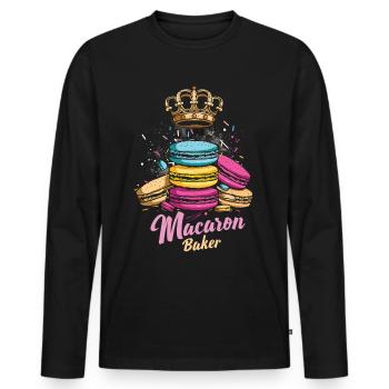 Amateurs de macarons Macaron Baker - T-shirt manches longues Premium bio Homme - noir - Devant - Nico (187cm)
