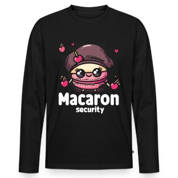 Amateurs de macarons Macaron Baker - T-shirt manches longues Premium bio Homme - noir - Devant - Nico (187cm)