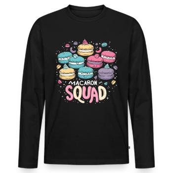 Amateurs de macarons Macaron Baker - T-shirt manches longues Premium bio Homme - noir - Devant - Nico (187cm)