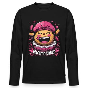 Amateurs de macarons Macaron Baker - T-shirt manches longues Premium bio Homme - noir - Devant - Nico (187cm)