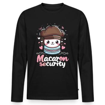 Amateurs de macarons Macaron Baker - T-shirt manches longues Premium bio Homme - noir - Devant - Nico (187cm)