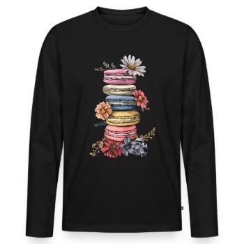Amateurs de macarons Macaron Baker - T-shirt manches longues Premium bio Homme - noir - Devant - Nico (187cm)