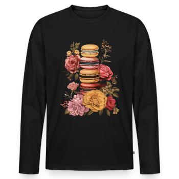Amateurs de macarons Macaron Baker - T-shirt manches longues Premium bio Homme - noir - Devant - Nico (187cm)