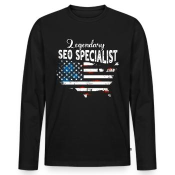 SEO Manager US - Männer Premium Bio Langarmshirt - Schwarz - Vorne - Nico (187cm)