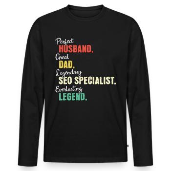 SEO Manager Papa - Männer Premium Bio Langarmshirt - Schwarz - Vorne - Nico (187cm)