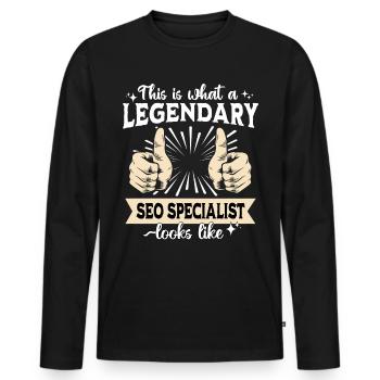 Legendärer SEO Manager - Männer Premium Bio Langarmshirt - Schwarz - Vorne - Nico (187cm)