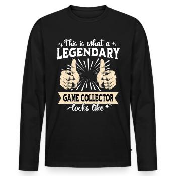 Legendary Game Collector - Men's Premium Organic Long Sleeve Shirt - black - Front - Nico (187cm)