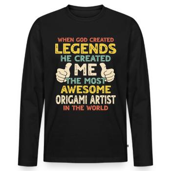 Origami - T-shirt manches longues Premium bio Homme - noir - Devant - Nico (187cm)