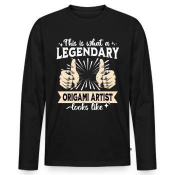 Legendary Origami - Men's Premium Organic Long Sleeve Shirt - black - Front - Nico (187cm)
