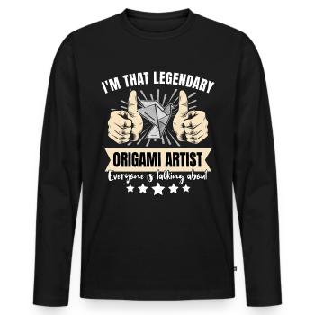 Legendary Origami - Men's Premium Organic Long Sleeve Shirt - black - Front - Nico (187cm)