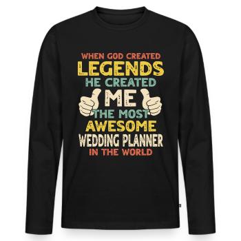 Organisateur de mariage - T-shirt manches longues Premium bio Homme - noir - Devant - Nico (187cm)