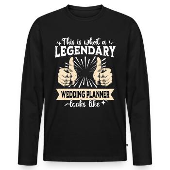 Wedding planner légendaire - T-shirt manches longues Premium bio Homme - noir - Devant - Nico (187cm)