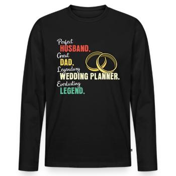 Organisateur de mariage papa - T-shirt manches longues Premium bio Homme - noir - Devant - Nico (187cm)