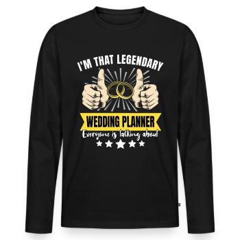 Wedding planner légendaire - T-shirt manches longues Premium bio Homme - noir - Devant - Nico (187cm)