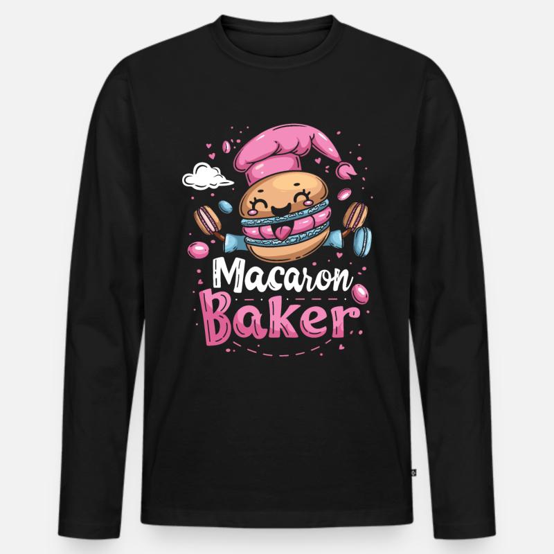 Macaron-liebhaber Macaron Baker - Männer Premium Bio Langarmshirt - Schwarz