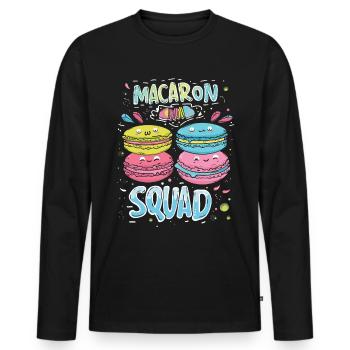 Amateurs de macarons Macaron Baker - T-shirt manches longues Premium bio Homme - noir - Devant - Nico (187cm)